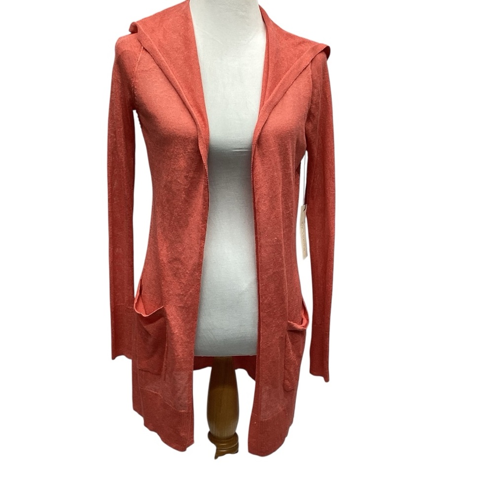 Rachel Zoe Linen Blend Hooded Cardigan Misses Size S